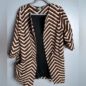 Anthropologie Eva Franco Striped Blazer‎ Jacket Overcoat with Pockets- M/L